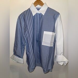 TWP New morning after shirt combo stripe indigo/ white